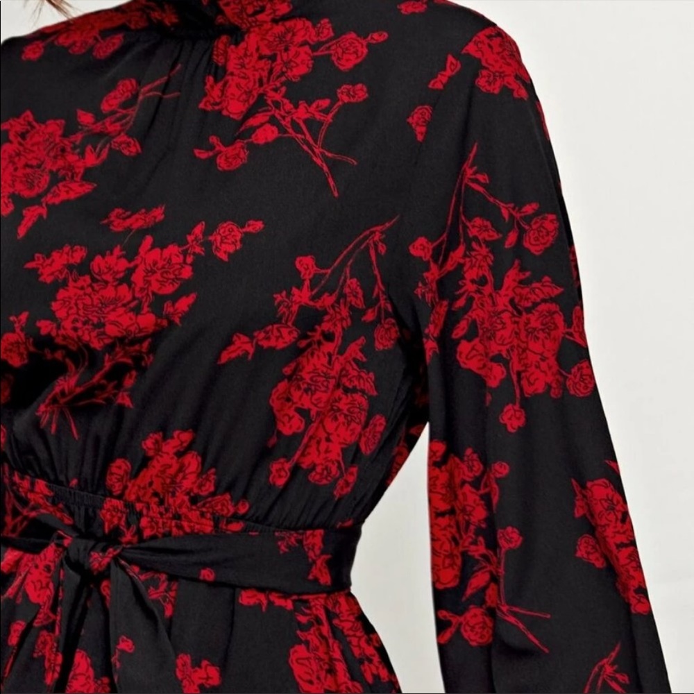 *Last One* SHEIN Bohemian Dream Red and Black Ruffled Mini Dress - Picture 5 of 7